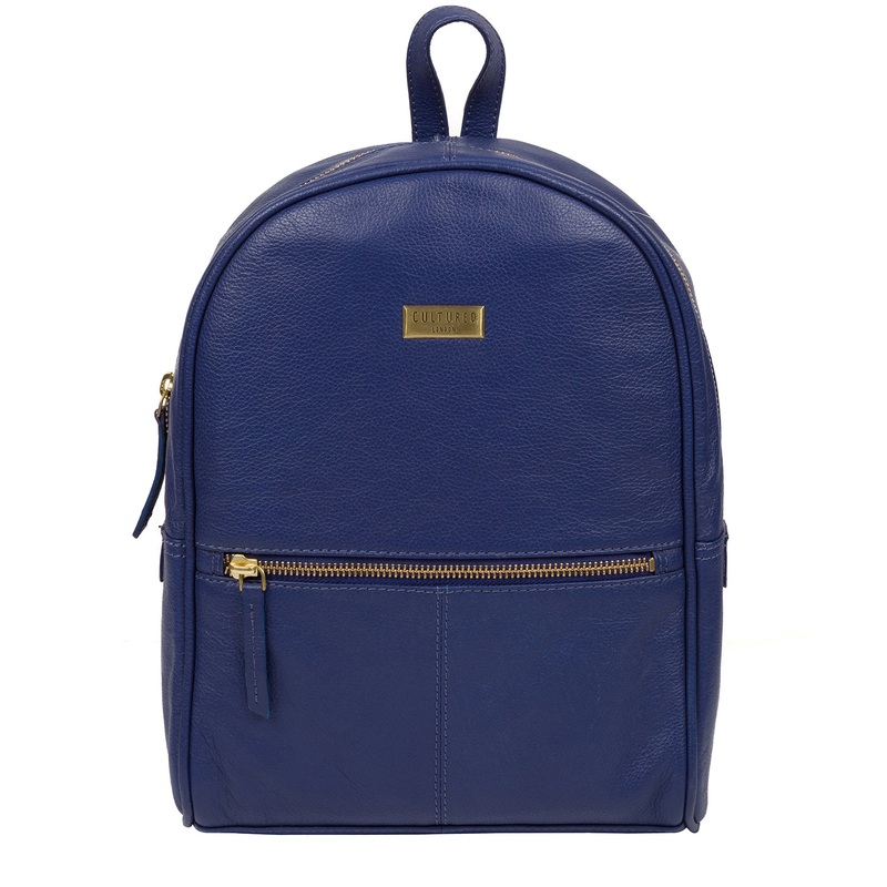 'Alyssa' Mazarine Blue Leather Backpack