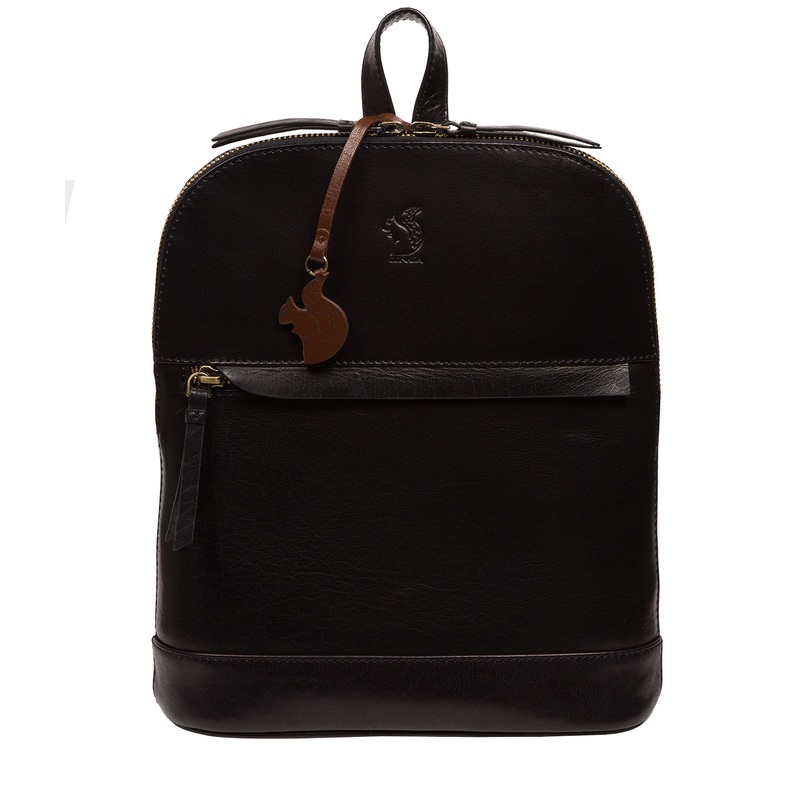 'Amora' Black Leather Backpack