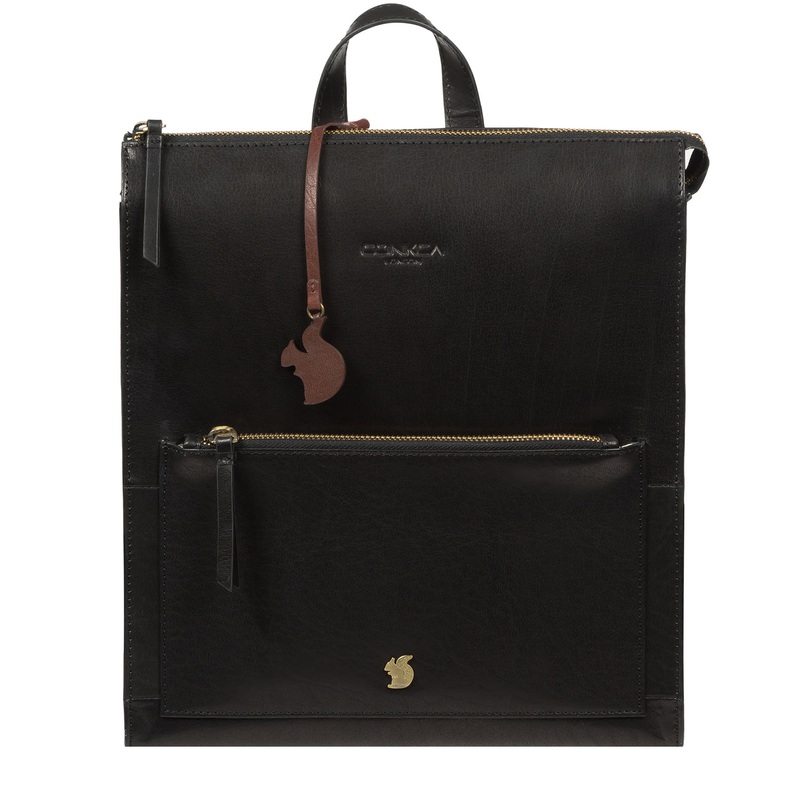 'Aok' Black Leather Backpack