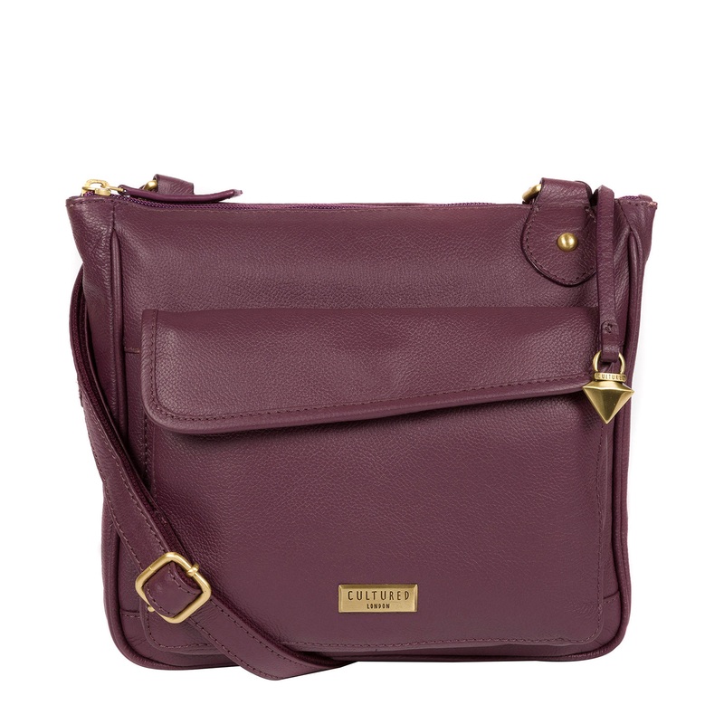 'Aria' Fig Leather Cross Body Bag