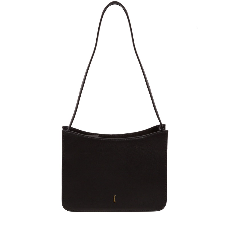 'Ava' Black Leather Shoulder Bag