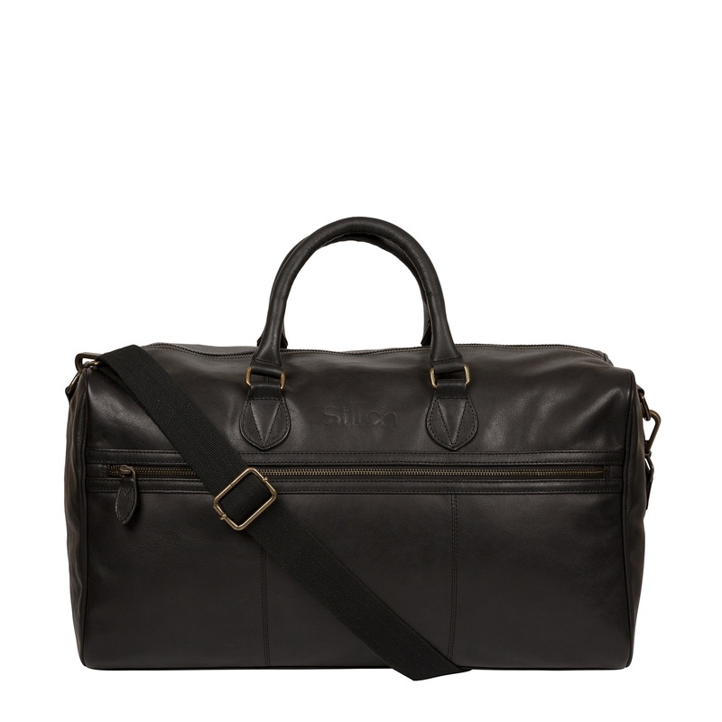 'Aviator' Jet Black Leather Holdall