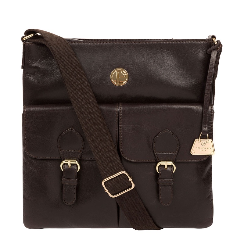 'Azalea' Dark Brown Leather Cross Body Bag