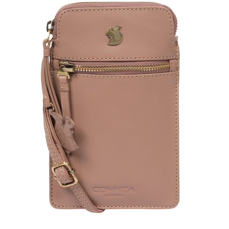 'Bambino' Natural Taupe Leather Cross Body Phone Bag