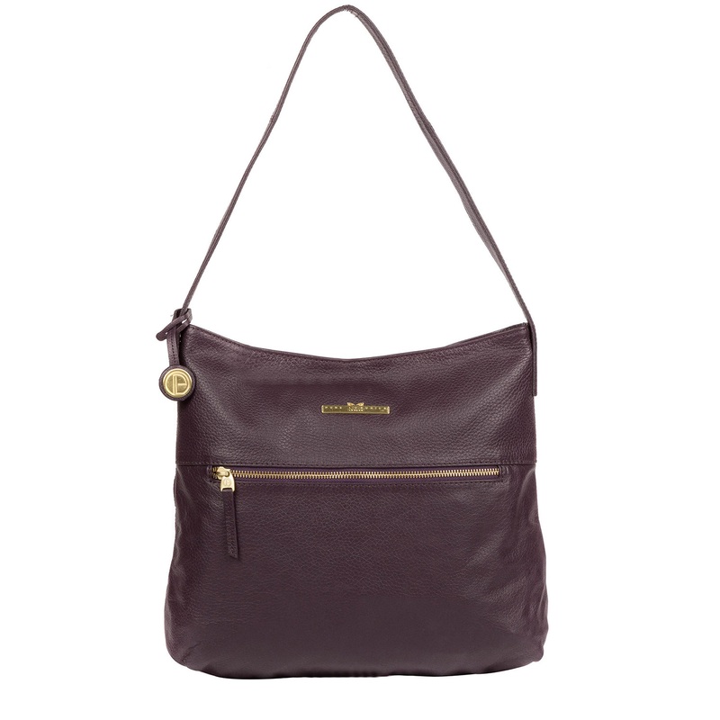 'Barbara' Plum Leather Shoulder Bag