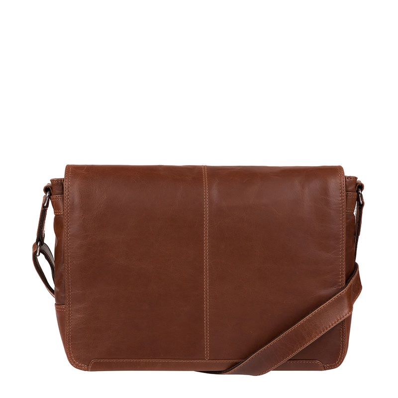 'Bermondsey' Conker Brown Leather Messenger Bag