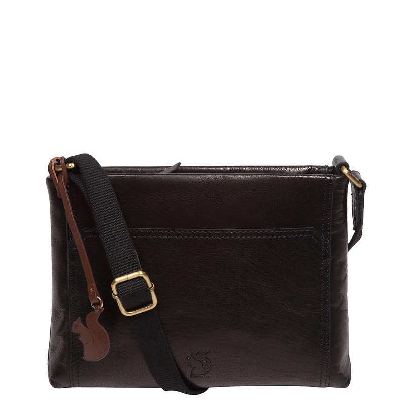 'Blossom' Black Leather Cross Body Bag