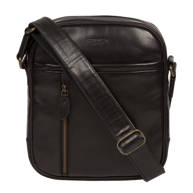 'Carlos' Black Leather Cross Body Bag