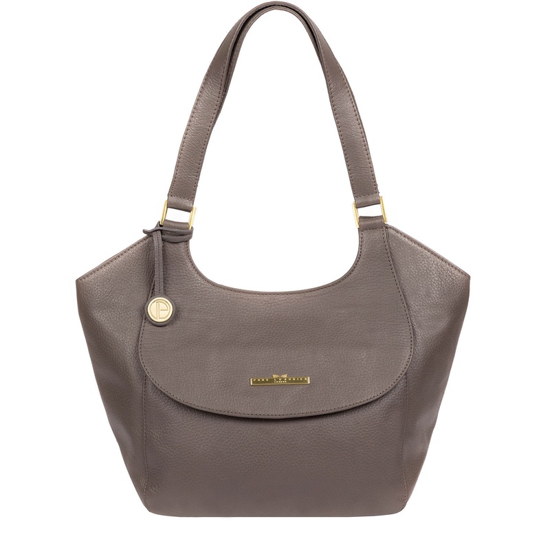 'Denisa' Grey Handmade Leather Tote Bag