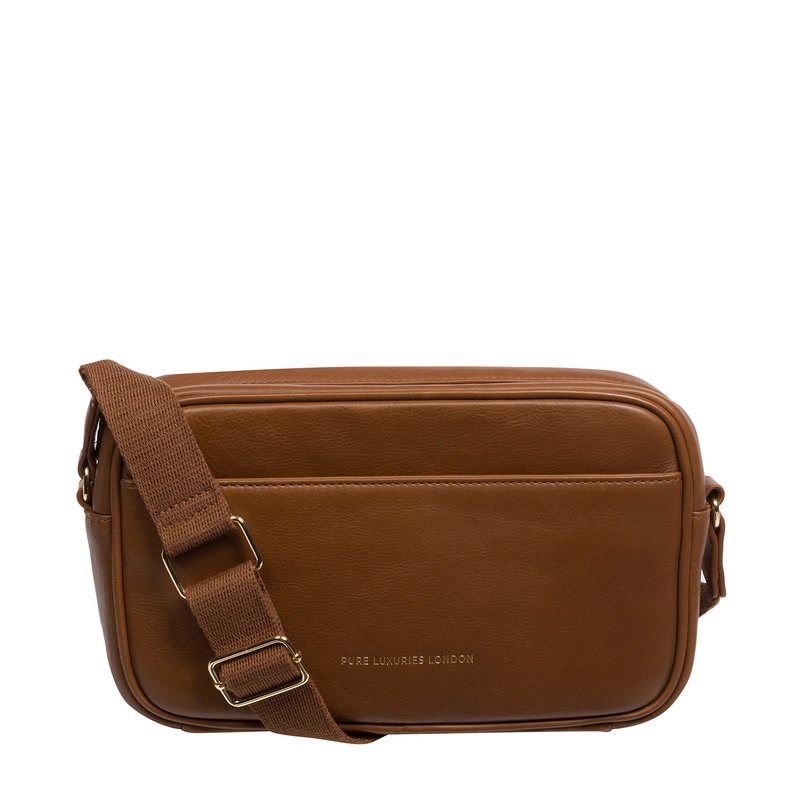 'Dion' Chestnut Nappa Leather Cross Body Bag