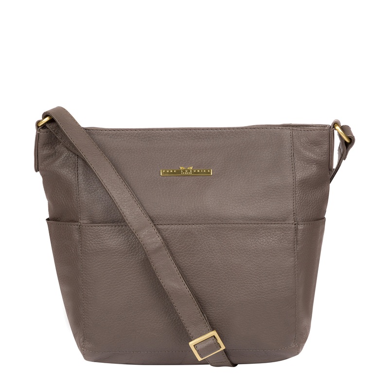 'Dorothea' Grey Leather Shoulder Bag