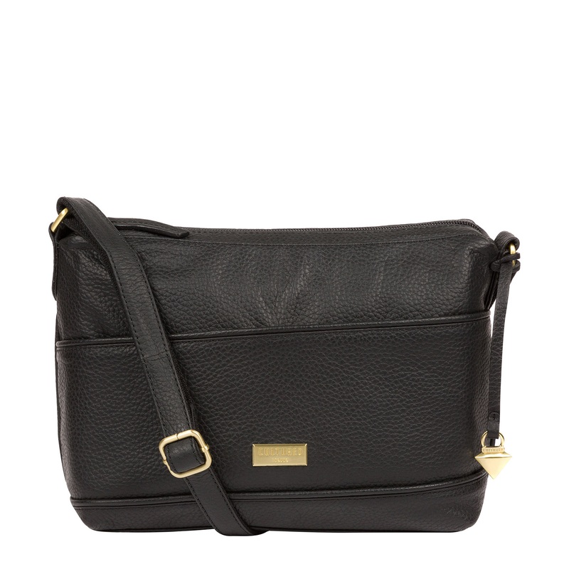 'Duana' Black Leather Shoulder Bag