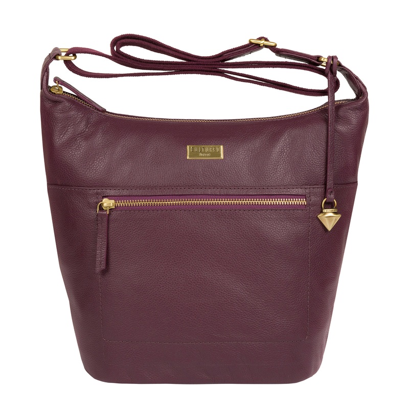 'Elizabeth' Fig Leather Shoulder Bag