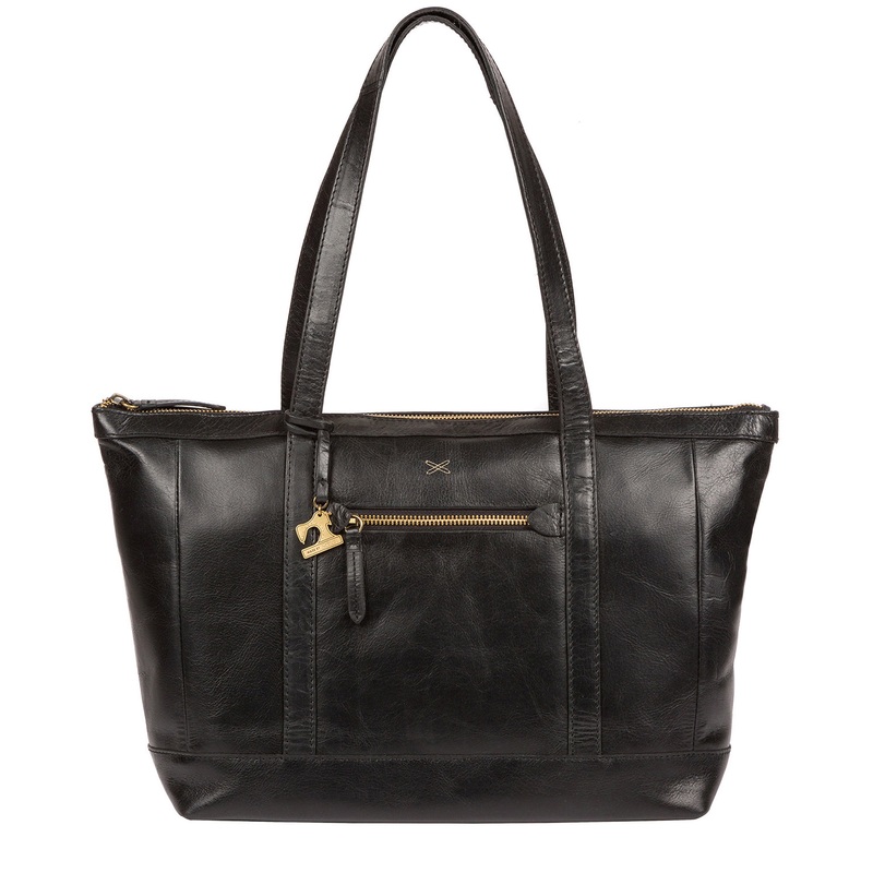'Ellis' Ebony Leather Tote Bag