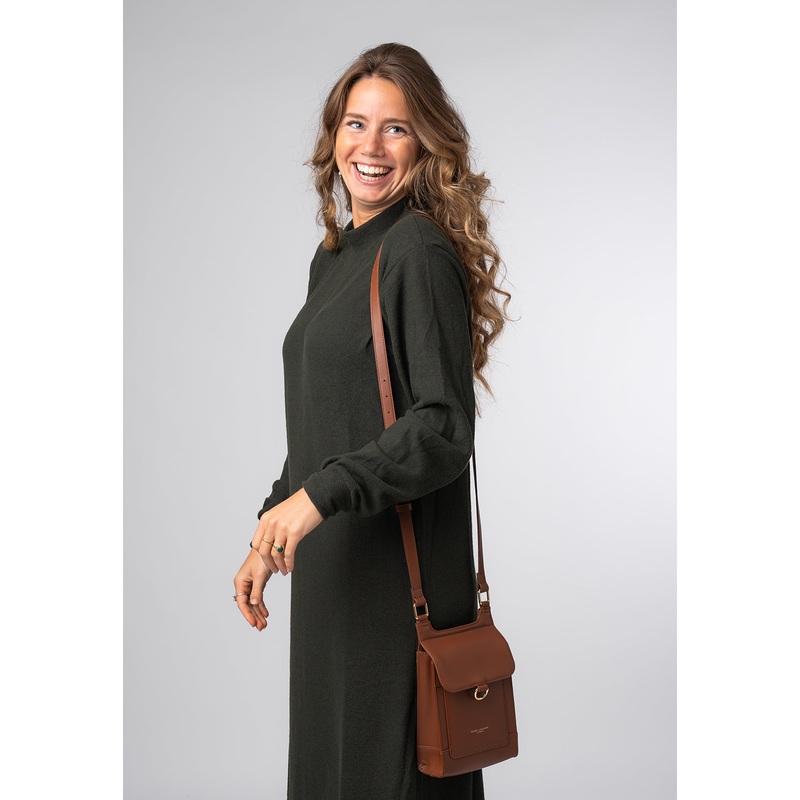 'Erma' Caramel Leather Cross Body Bag