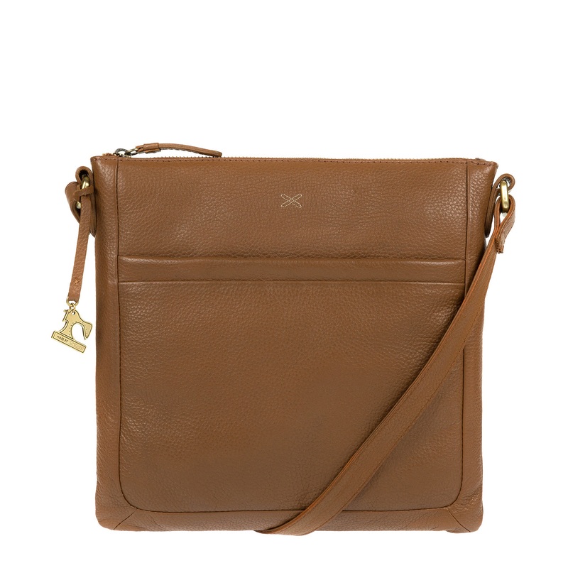 'Essie' Dark Tan Leather Cross Body Bag