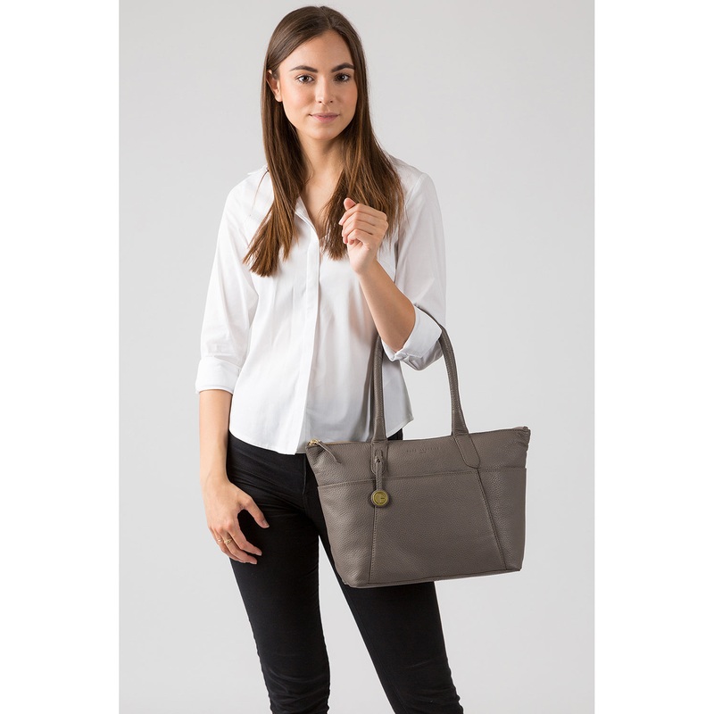 'Eton' Grey Leather Tote Bag