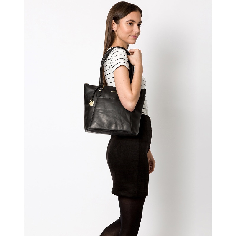 'Eva' Black Handcrafted Leather Tote Bag