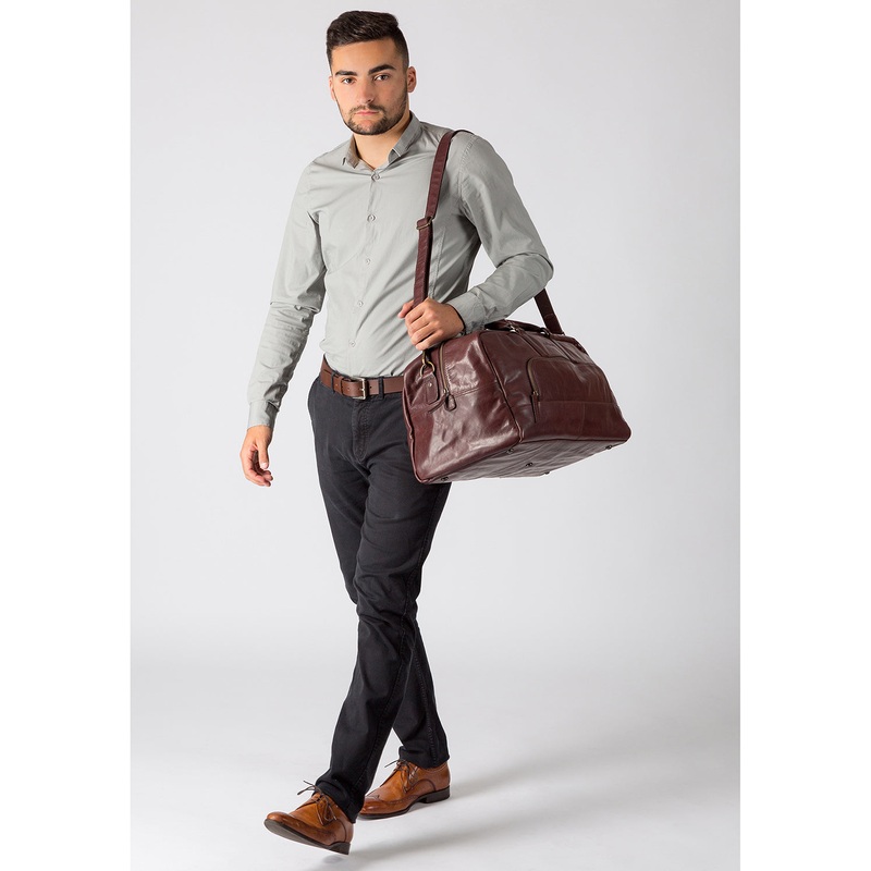 'Giambino' Italian-Inspired Brown Leather Holdall