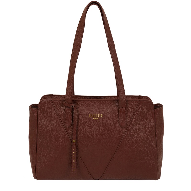'Greta' Cognac Leather Shoulder Bag