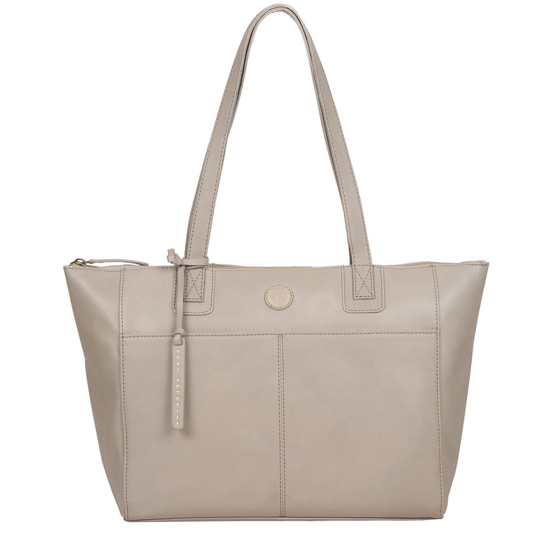 'Gwent' Dove Grey Leather Tote Bag