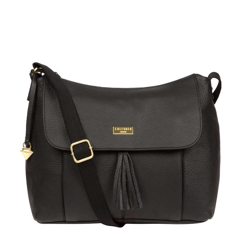 'Henriette' Black Leather Shoulder Bag