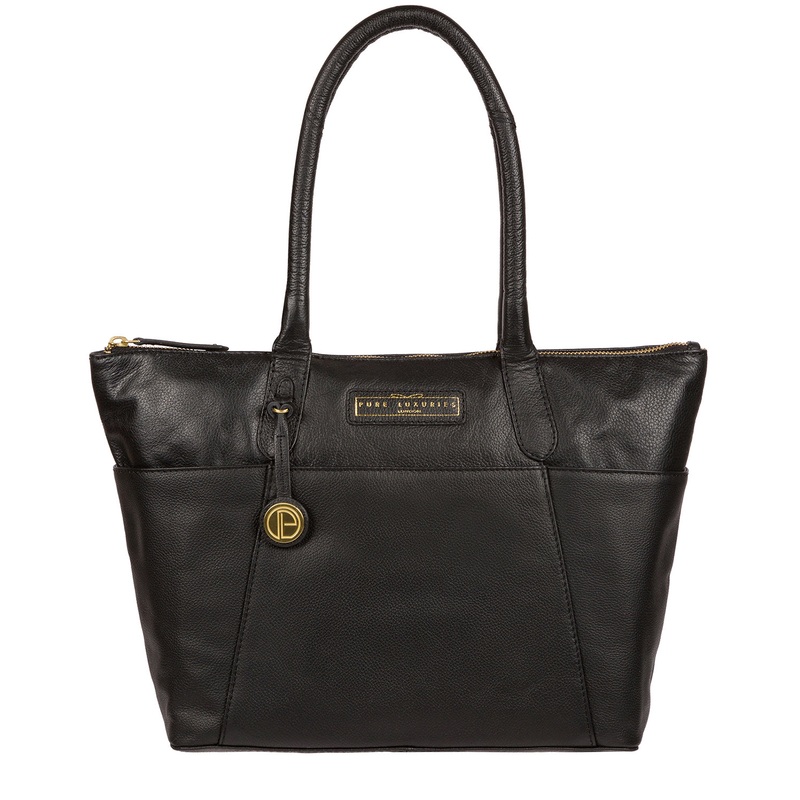 'Holne' Black & Gold Leather Tote Bag