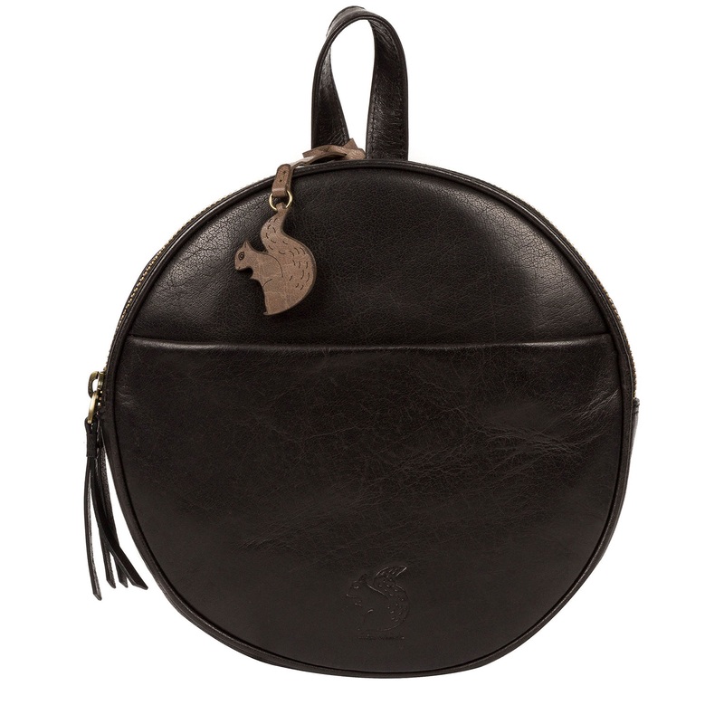'Hoop' Black Small Leather Backpack