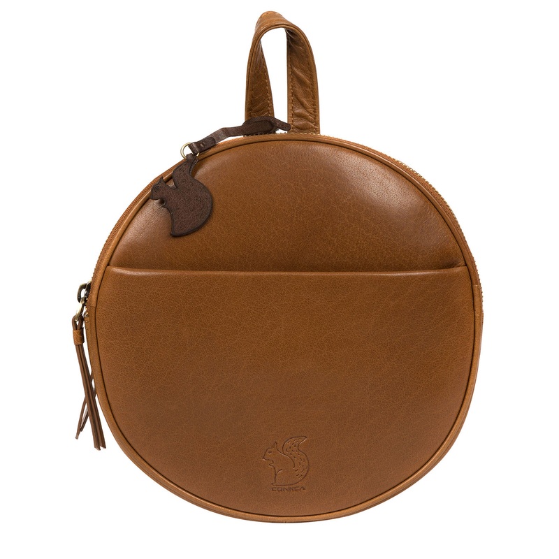 'Hoop' Dark Tan Small Leather Backpack