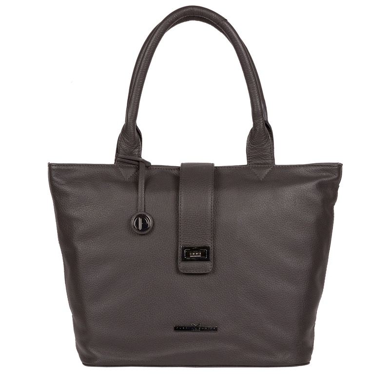 'Ida' Slate Leather Tote Bag
