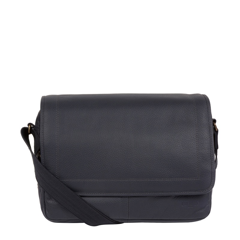 'Impact' Navy Leather Messenger Bag