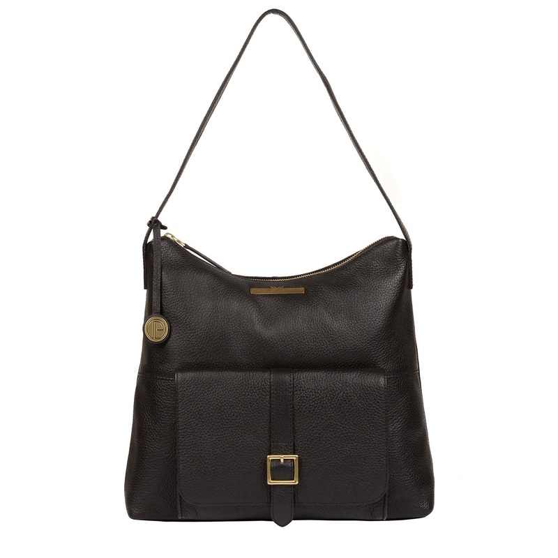 'Irena' Black Leather Shoulder Bag