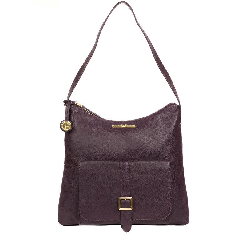'Irena' Plum Leather Shoulder Bag