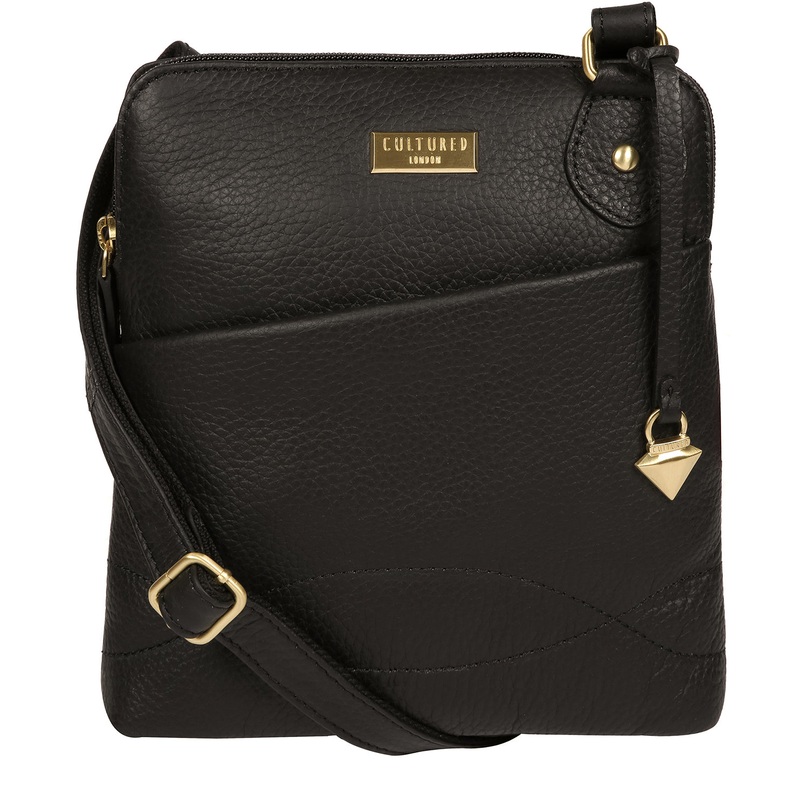 'Jarah' Black Leather Cross Body Bag