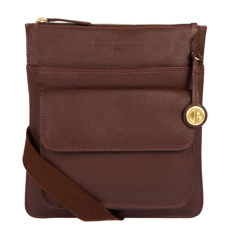 'Jarrow' Auburn & Gold-Coloured Detail Bag
