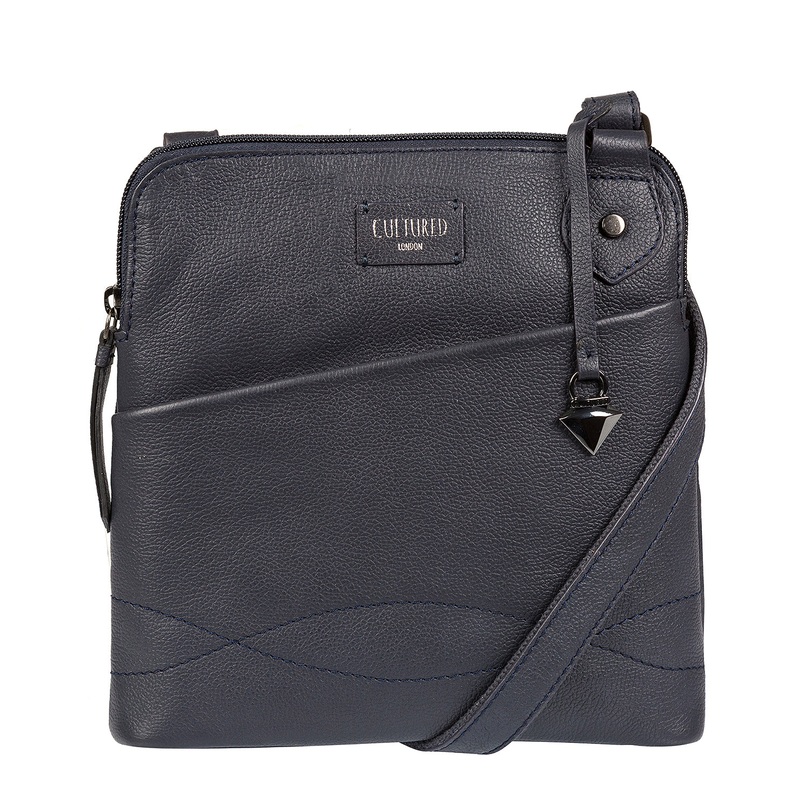 'Jayne' Navy Leather Slim Cross-Body Bag