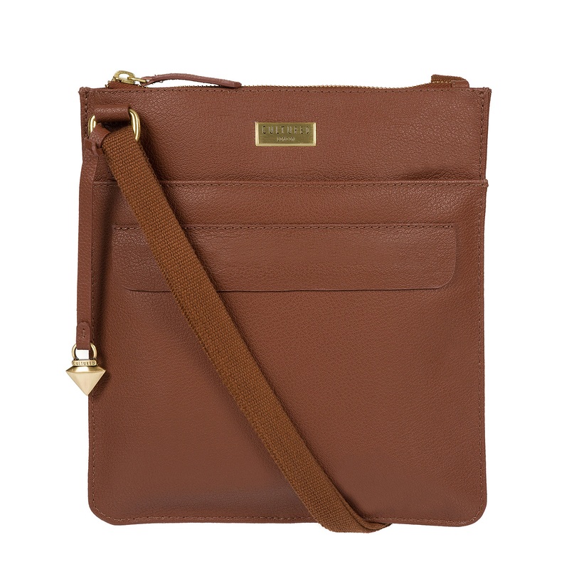 'Jolie' Sienna Brown Leather Cross-Body Bag