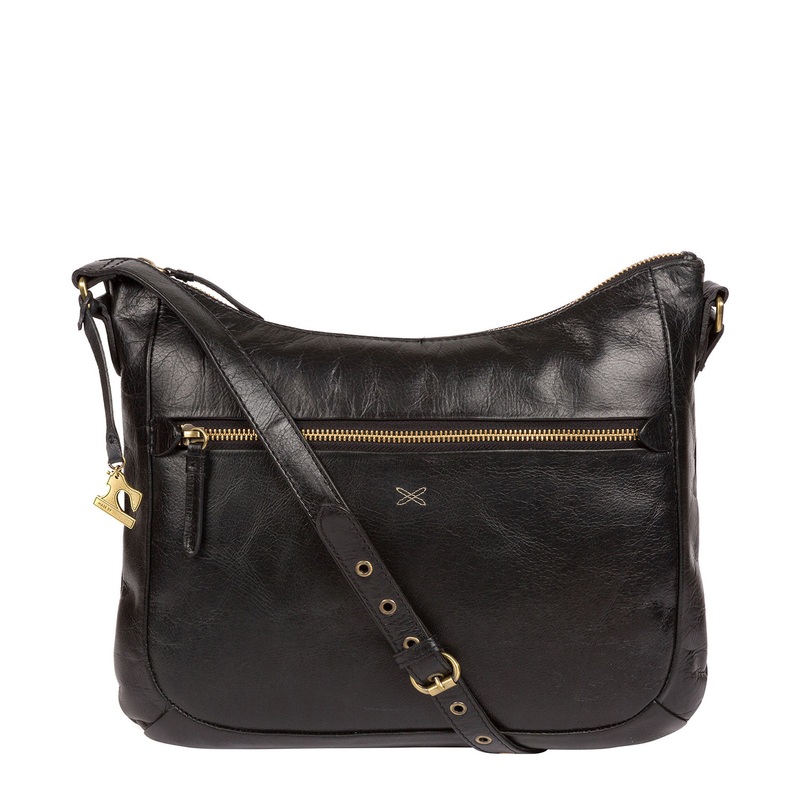 'Kay' Ebony Leather Cross Body Bag