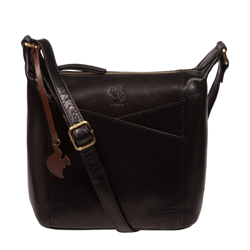 'Kiki' Black Leather Shoulder Bag