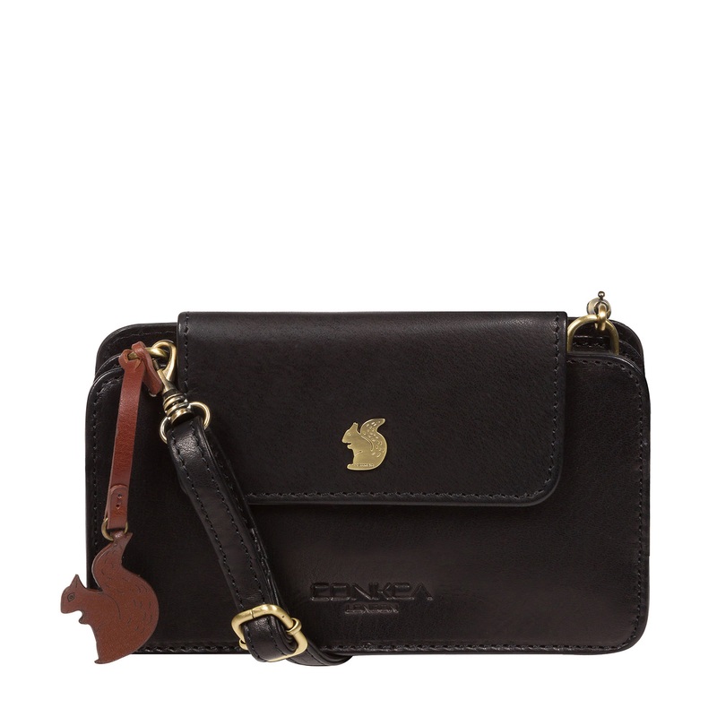 'Little Wonder' Black Leather Cross Body Clutch Bag