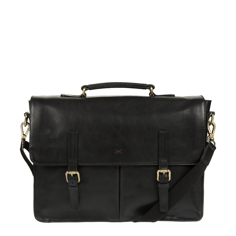 'Lorton' Black Handmade Leather Briefcase