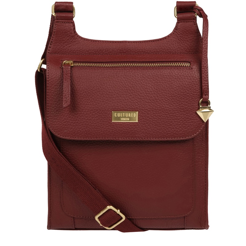 'Marie' Ruby Red Leather Cross Body Bag