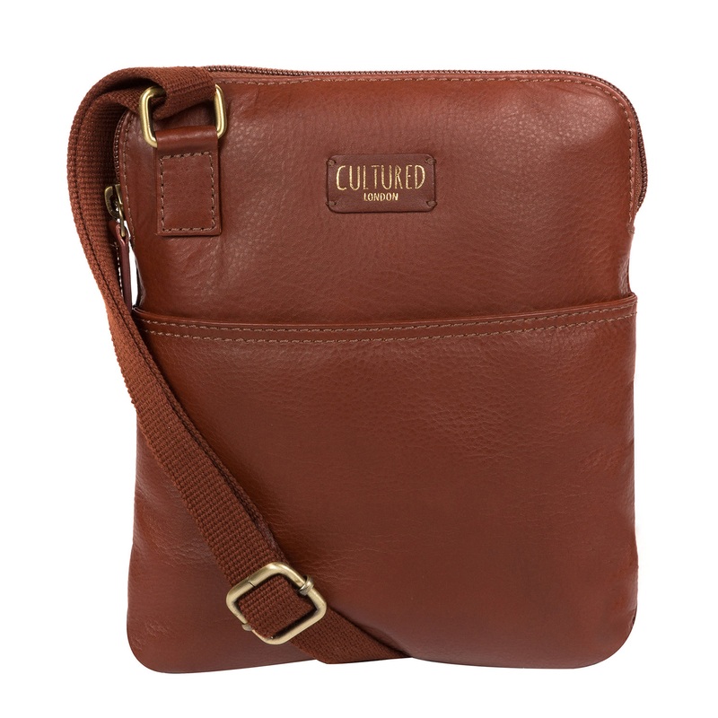 'Marqaux' Cognac Leather Cross Body Bag