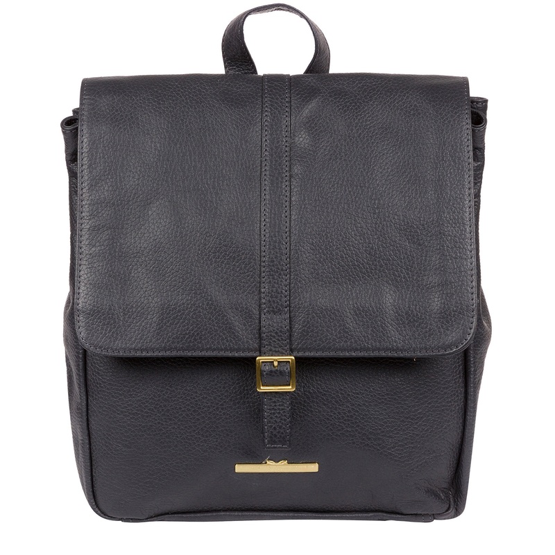 'Maryam' Midnight Blue Leather Backpack