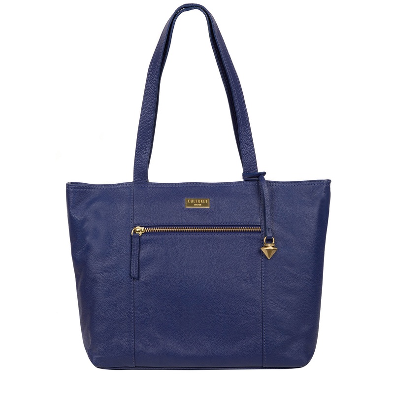 'Maya' Mazarine Blue Leather Tote Bag