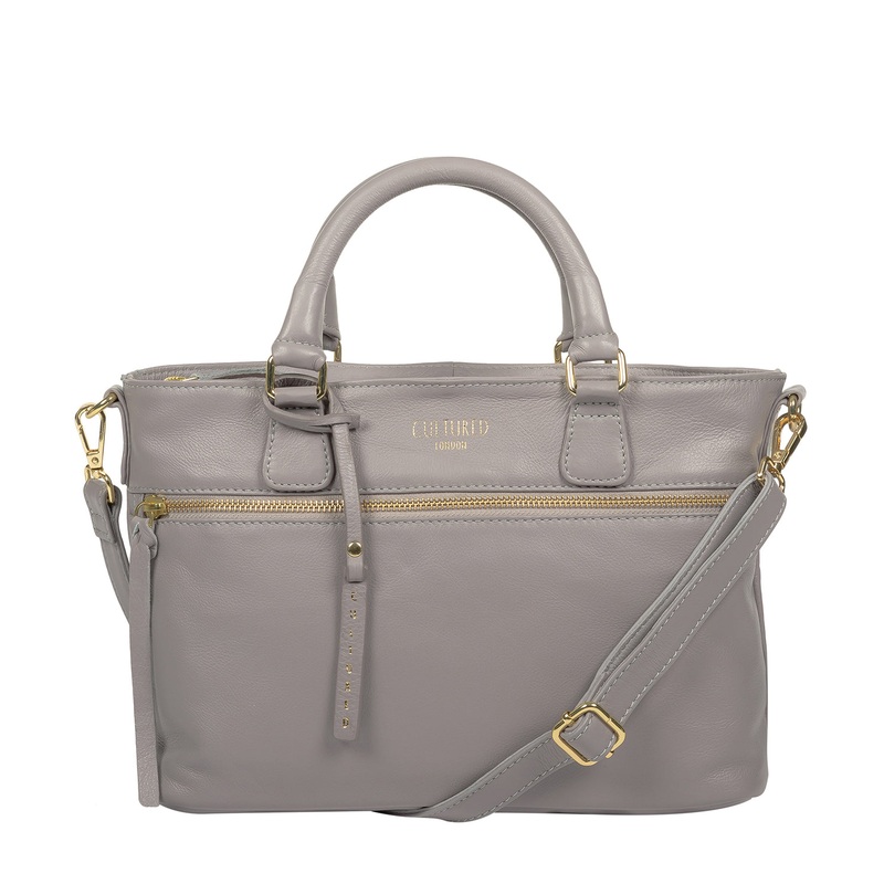 'Mitcham' Grey Leather Grab Bag