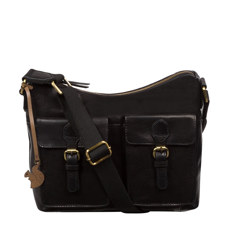 'Nancie' Black Leather Shoulder Bag