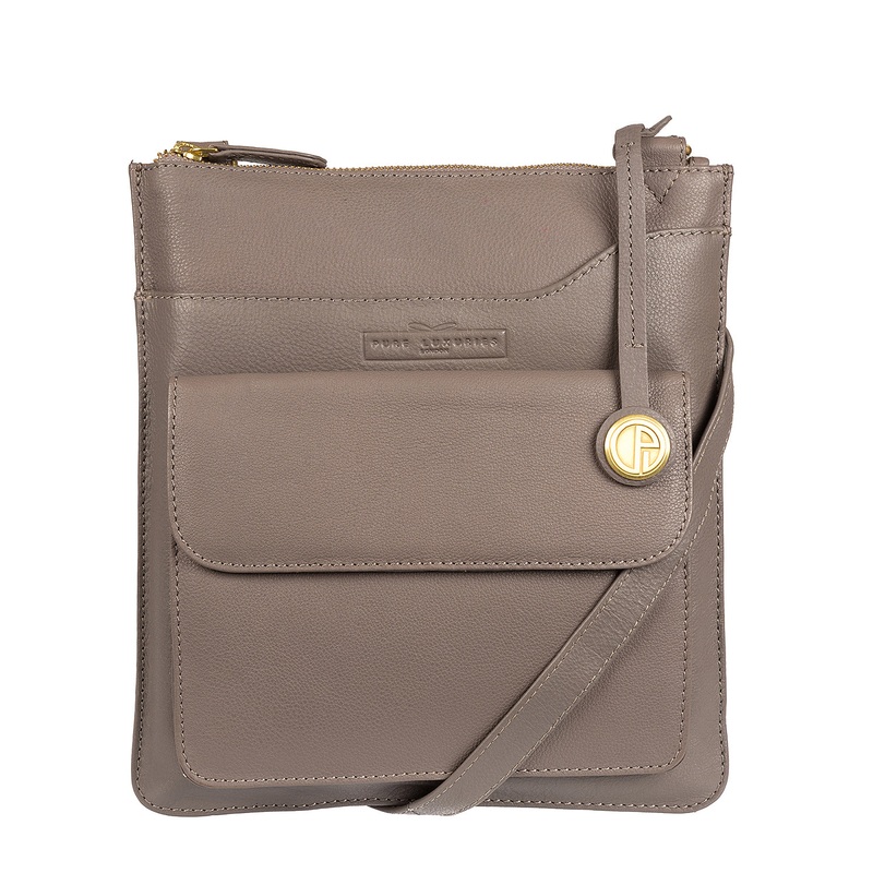 'Oban' Grey Pebbled Leather Cross-Body Bag