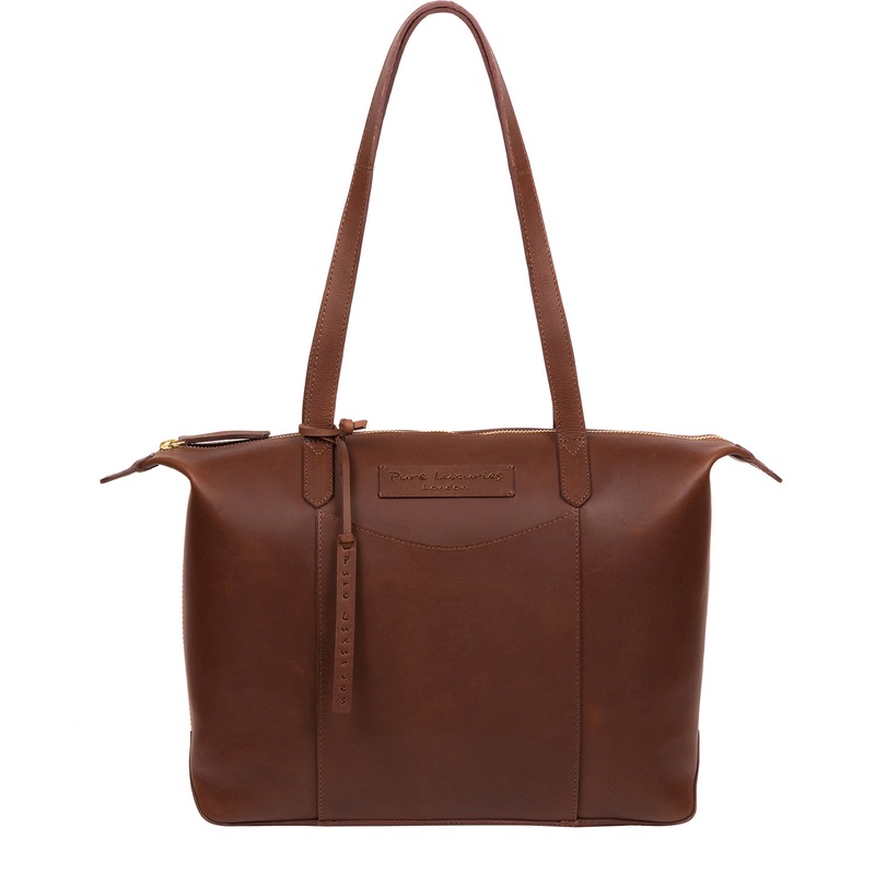 'Oval' Conker Brown Leather Tote Bag
