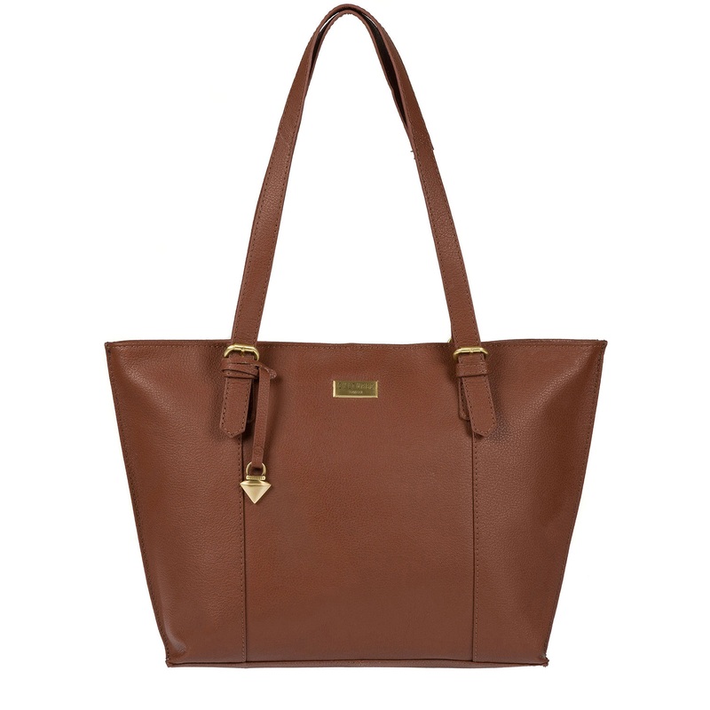 'Penny' Sienna Brown Red Leather Tote Bag